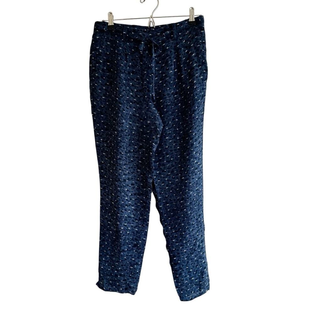 Joie Silk Pull On Lightweight Pants Dark Blue Pattern Straight Leg XS